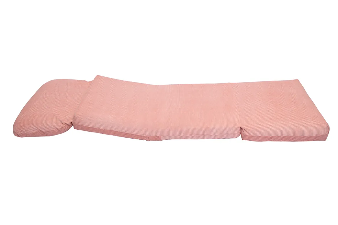 Chauffeuse 1 place convertible en tissu velours côtelé rose SPENCER