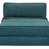 Chauffeuse 1 place convertible en tissu bleu canard KATY
