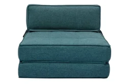 Chauffeuse 1 place convertible en tissu bleu canard KATY