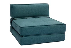 Chauffeuse 1 place convertible en tissu bleu canard KATY