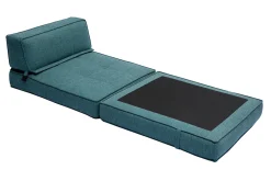 Chauffeuse 1 place convertible en tissu bleu canard KATY