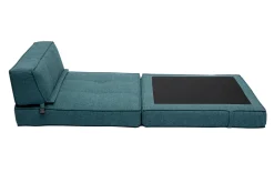 Chauffeuse 1 place convertible en tissu bleu canard KATY