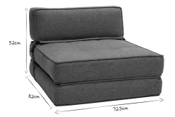Chauffeuse 1 place convertible en tissu bleu canard KATY
