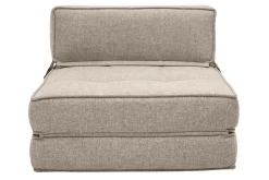 Chauffeuse 1 place convertible en tissu taupe KATY