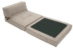 Chauffeuse 1 place convertible en tissu taupe KATY