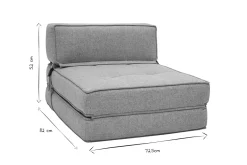 Chauffeuse 1 place convertible en tissu taupe KATY