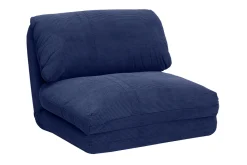 Chauffeuse 1 place convertible en tissu velours côtelé bleu foncé SPENCER