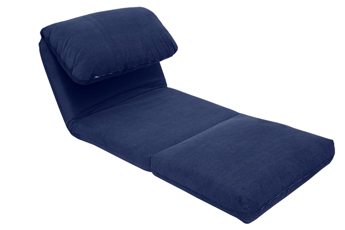 Chauffeuse 1 place convertible en tissu velours côtelé bleu foncé SPENCER