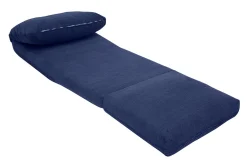 Chauffeuse 1 place convertible en tissu velours côtelé bleu foncé SPENCER