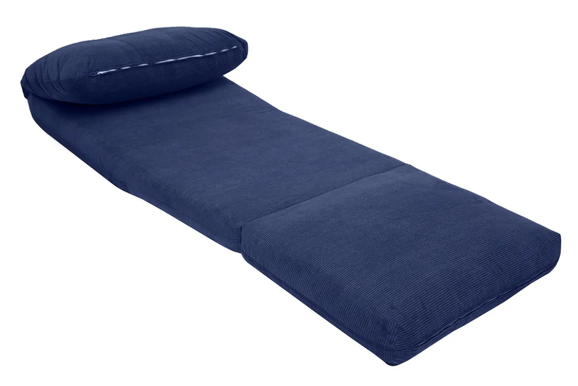 Chauffeuse 1 place convertible en tissu velours côtelé bleu foncé SPENCER