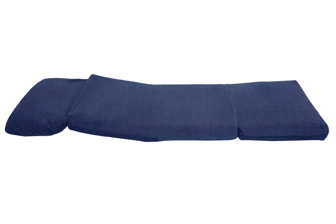 Chauffeuse 1 place convertible en tissu velours côtelé bleu foncé SPENCER