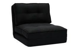 Chauffeuse 1 place convertible en tissu noir SALLY