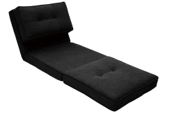 Chauffeuse 1 place convertible en tissu noir SALLY