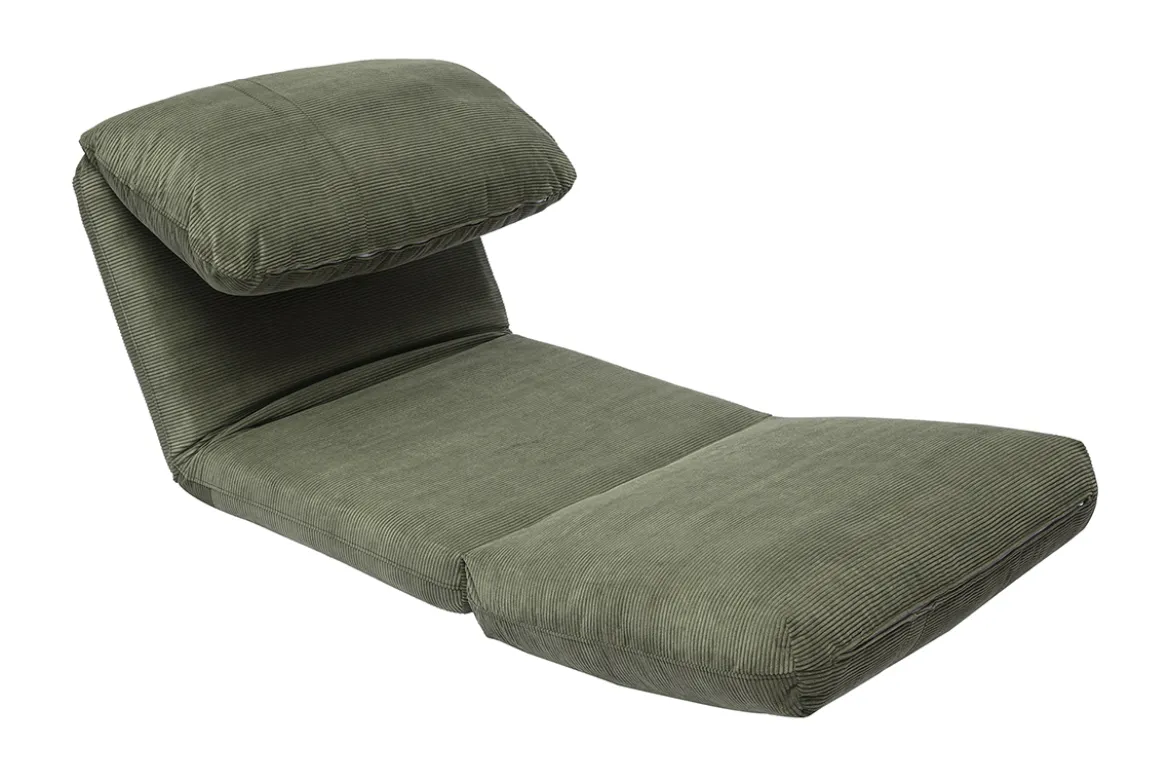 Chauffeuse 1 place convertible en tissu velours côtelé vert kaki SPENCER