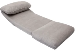 Chauffeuse 1 place convertible en tissu velours côtelé gris clair SPENCER