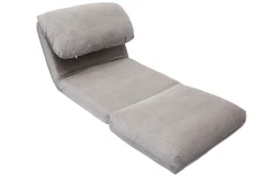 Chauffeuse 1 place convertible en tissu velours côtelé gris clair SPENCER