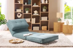 Chauffeuse 1 place convertible en tissu vert de gris SALLY