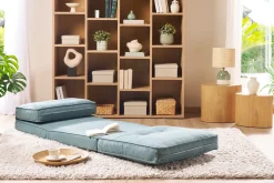 Chauffeuse 1 place convertible en tissu vert de gris SALLY