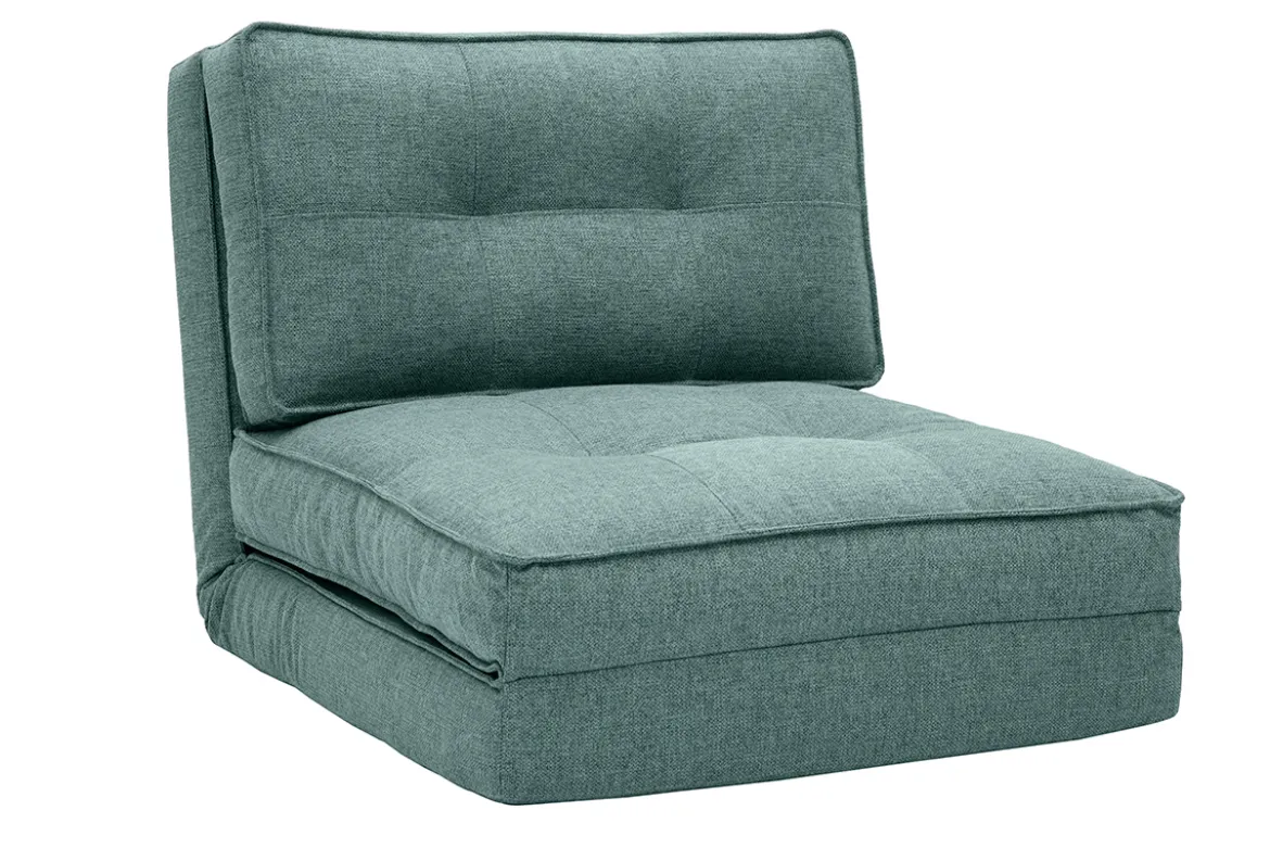Chauffeuse 1 place convertible en tissu vert de gris SALLY
