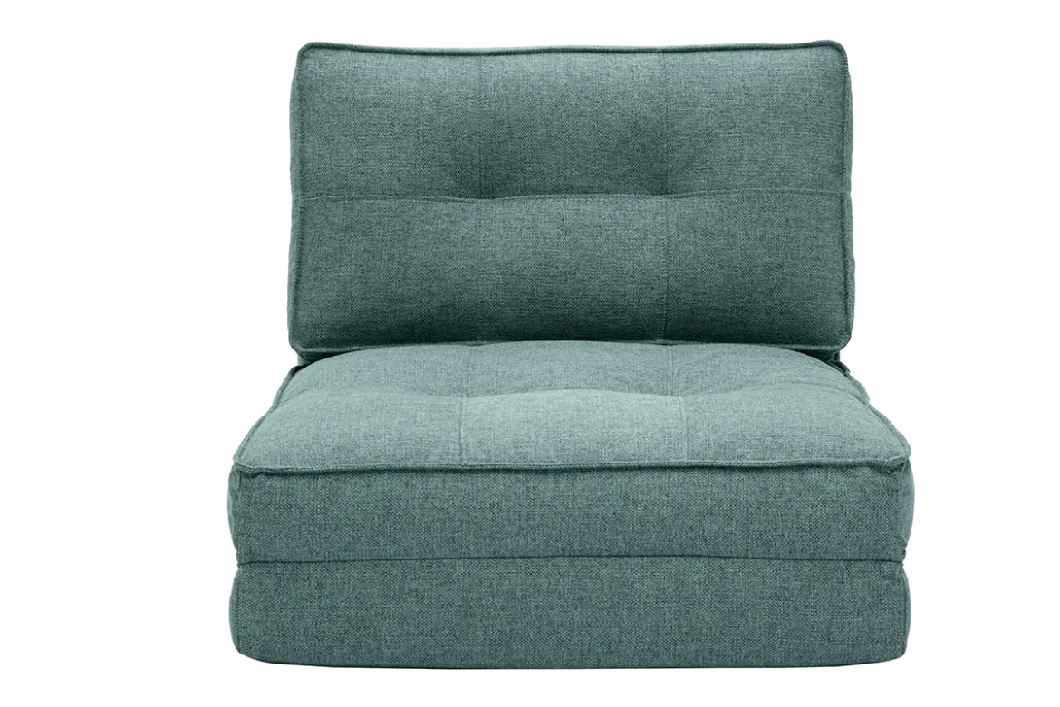 Chauffeuse 1 place convertible en tissu vert de gris SALLY
