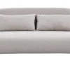 Chauffeuse 2 places convertible en tissu effet velours texturé beige et bois clair AMIKO