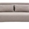 Chauffeuse 2 places convertible en tissu taupe et bois clair AMIKO