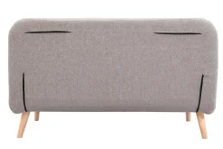 Chauffeuse 2 places convertible en tissu taupe et bois clair AMIKO