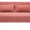 Chauffeuse 2 places convertible en tissu effet velours texturé terracotta et bois clair AMIKO