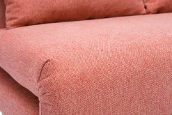 Chauffeuse 2 places convertible en tissu effet velours texturé terracotta et bois clair AMIKO