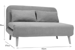 Chauffeuse 2 places convertible en tissu effet velours texturé terracotta et bois clair AMIKO