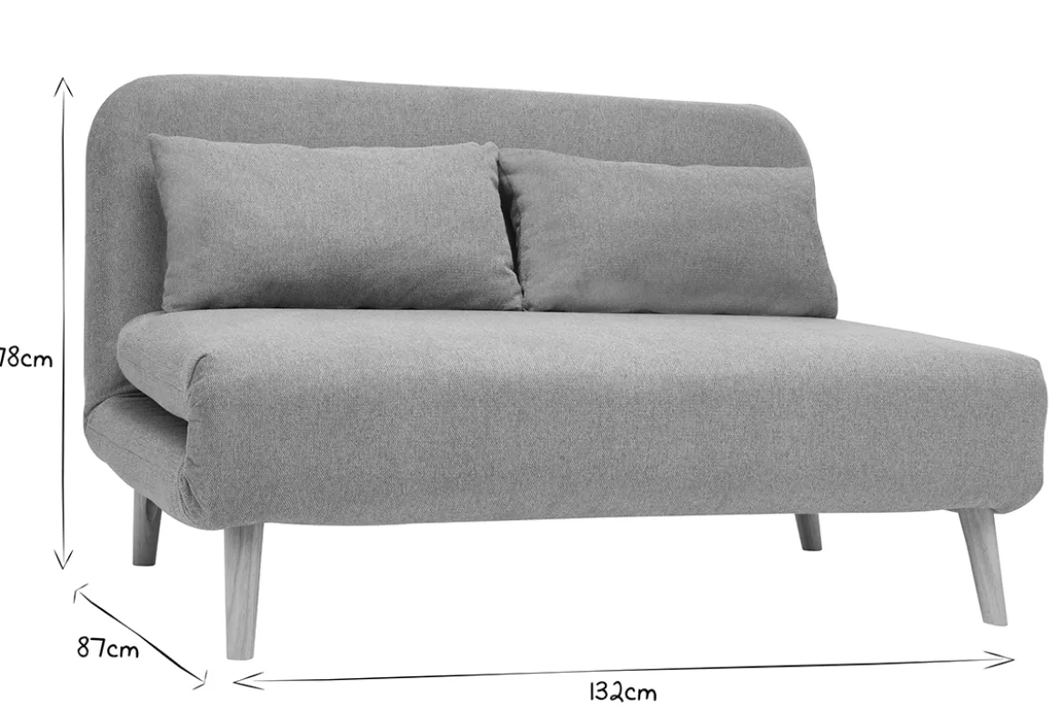 Chauffeuse 2 places convertible en tissu effet velours texturé terracotta et bois clair AMIKO