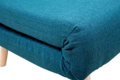 Chauffeuse 2 places convertible en tissu bleu canard et bois clair AMIKO