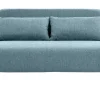Chauffeuse 2 places convertible en tissu vert de gris et bois clair AMIKO