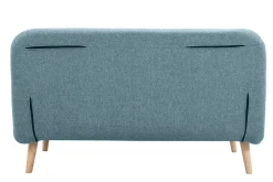 Chauffeuse 2 places convertible en tissu vert de gris et bois clair AMIKO