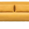 Chauffeuse 2 places convertible en tissu effet velours moutarde et bois clair AMIKO