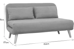 Chauffeuse 2 places convertible en tissu effet velours moutarde et bois clair AMIKO