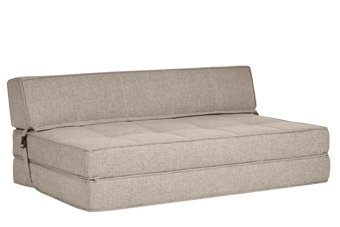 Chauffeuse 2 places convertible en tissu taupe KATY