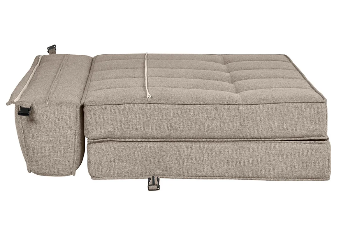 Chauffeuse 2 places convertible en tissu taupe KATY