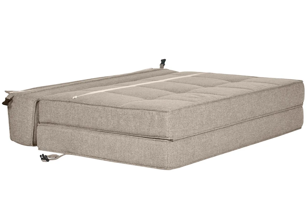Chauffeuse 2 places convertible en tissu taupe KATY