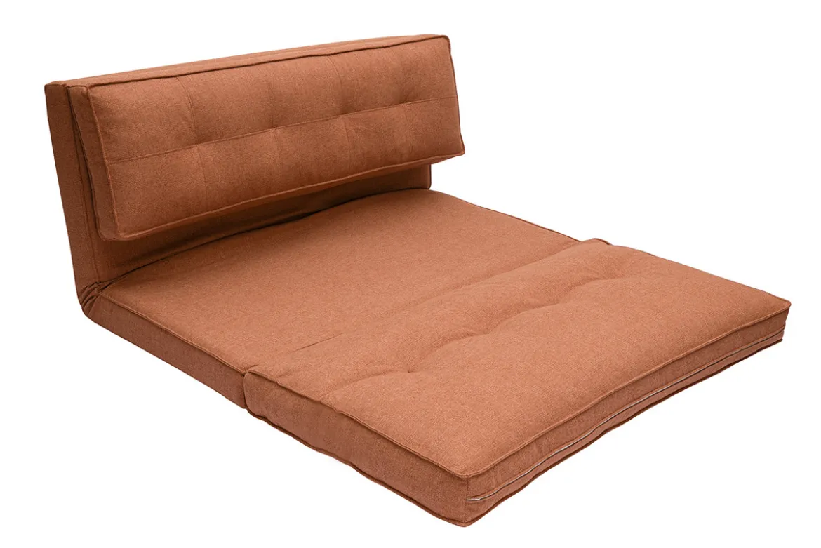 Chauffeuse 2 places convertible en tissu terracotta SALLY