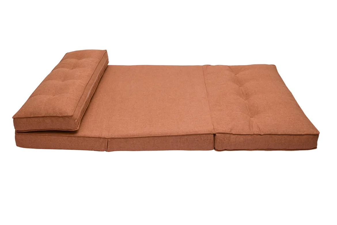 Chauffeuse 2 places convertible en tissu terracotta SALLY