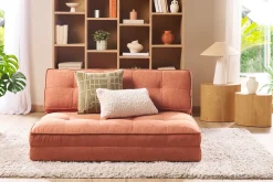 Chauffeuse 2 places convertible en tissu terracotta SALLY