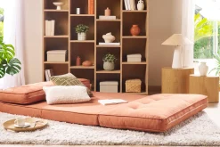 Chauffeuse 2 places convertible en tissu terracotta SALLY
