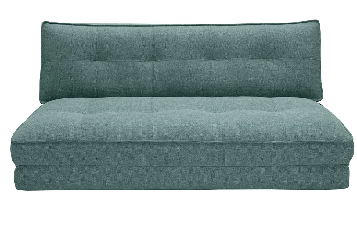 Chauffeuse 2 places convertible en tissu vert de gris SALLY