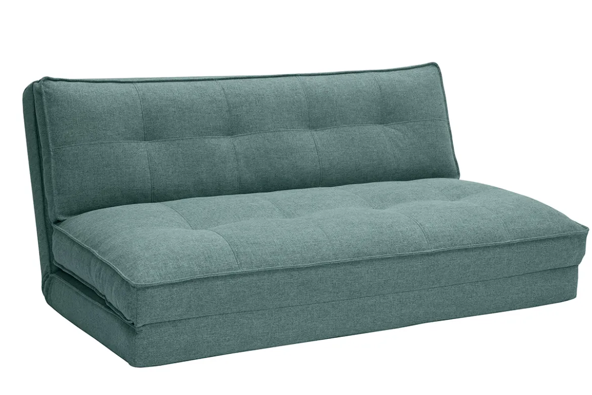 Chauffeuse 2 places convertible en tissu vert de gris SALLY