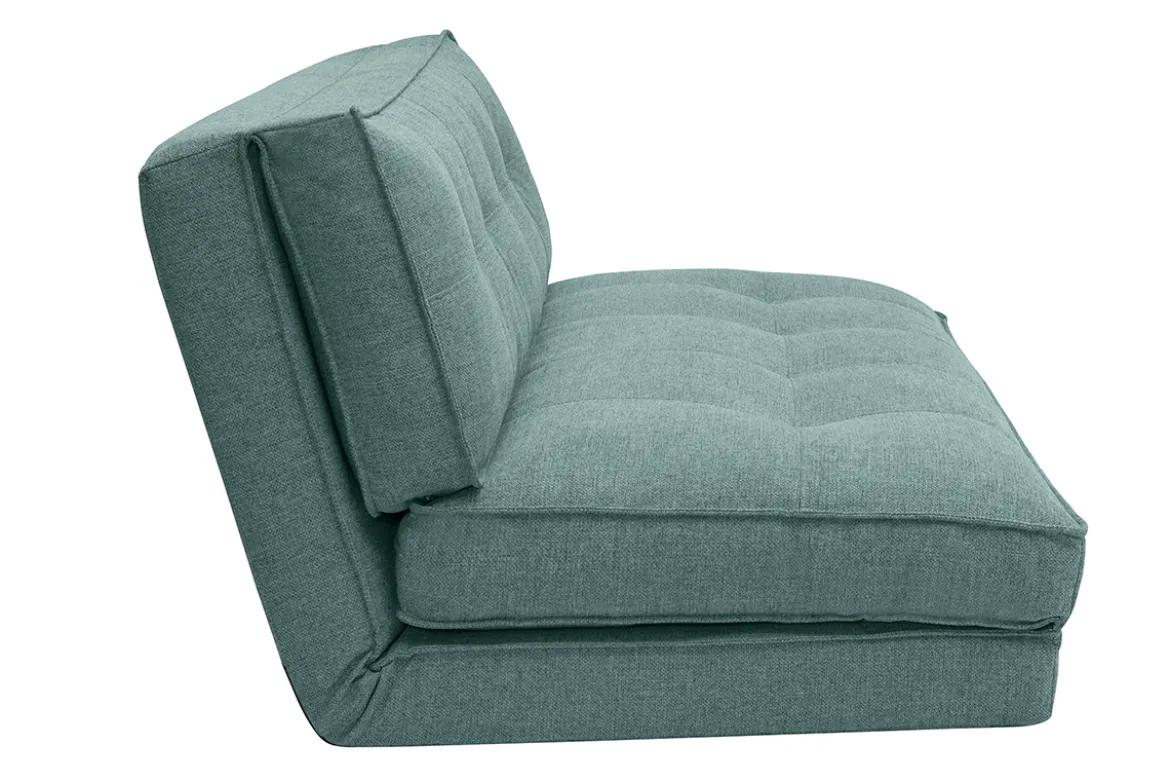 Chauffeuse 2 places convertible en tissu vert de gris SALLY