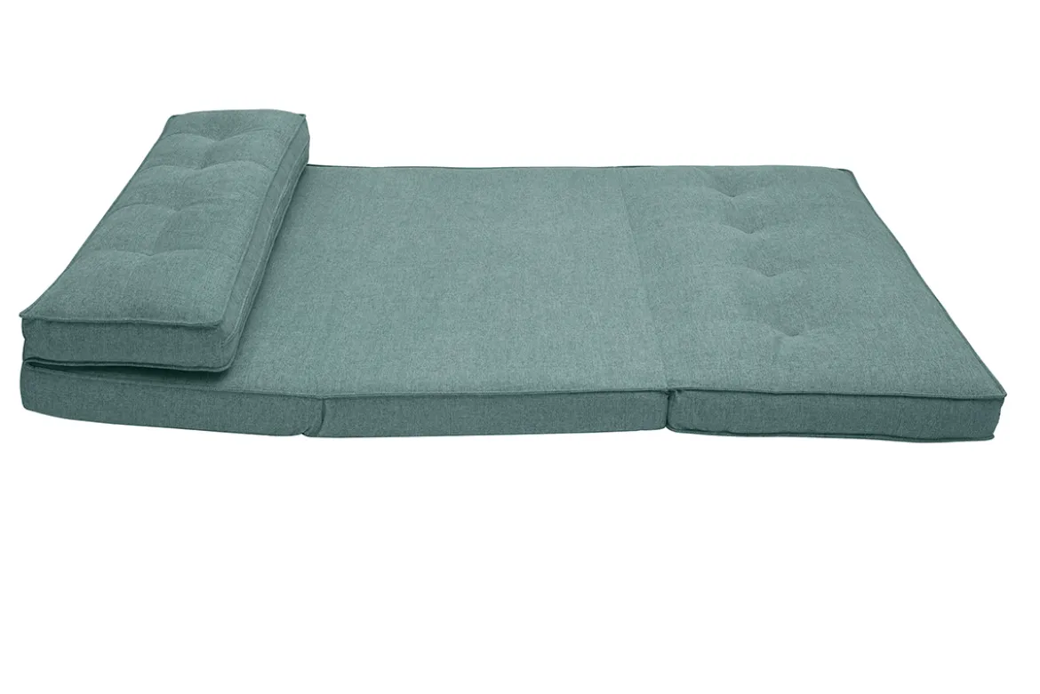 Chauffeuse 2 places convertible en tissu vert de gris SALLY