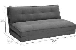 Chauffeuse 2 places convertible en tissu vert de gris SALLY