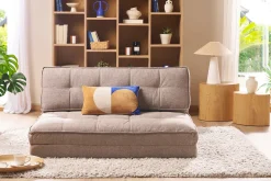 Chauffeuse 2 places convertible en tissu taupe SALLY