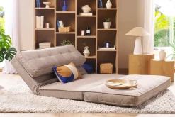 Chauffeuse 2 places convertible en tissu taupe SALLY